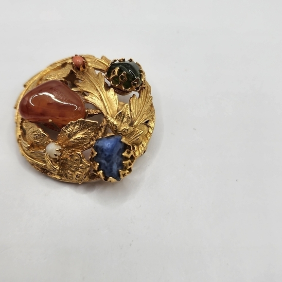 Vintage Brooch with Colorful Stones Unsigned - Picture 6 of 6